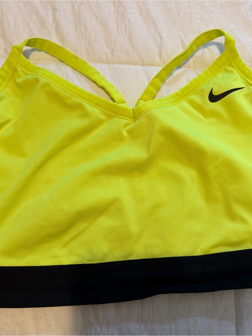 Nike Bright Neon Yellow Sports Bra with Black Band